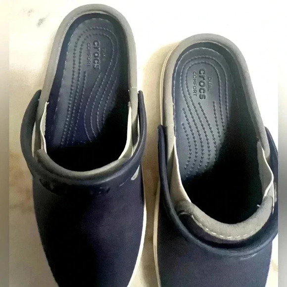 Crocs CitiLane Navy Canvas Clogs Dual Comfort Mens 5 Womens 7 - Picture 5 of 8